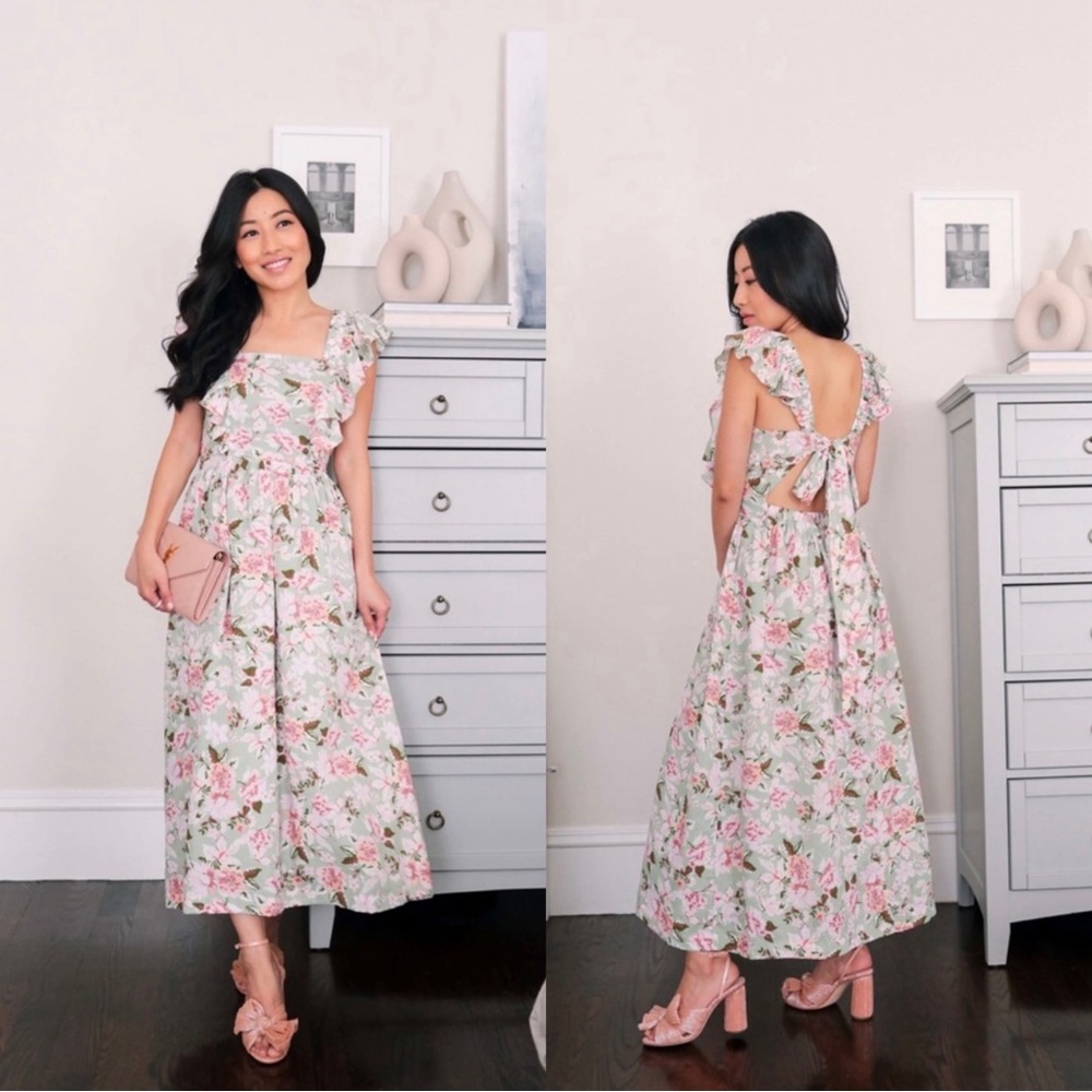 EN SAISON Maris Floral A-Line Dress Fairycore Shabby Chic Ruffle Dress  size S